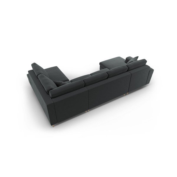 Tmavosivá zamatová rozkladacia/s úložným priestorom rohová pohovka (pravý roh/do "U") Kyoto – Cosmopolitan Design-image-4