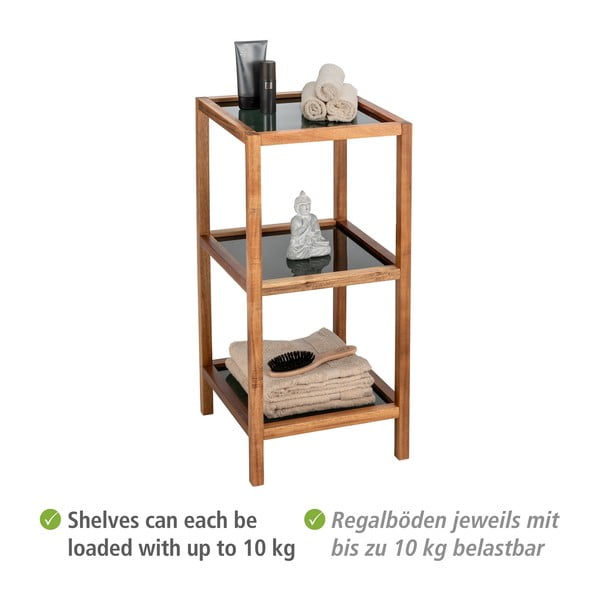 Sklenený kúpeľňový regál v čierno-prírodnej farbe 36x79 cm Fondi – Wenko-image-3