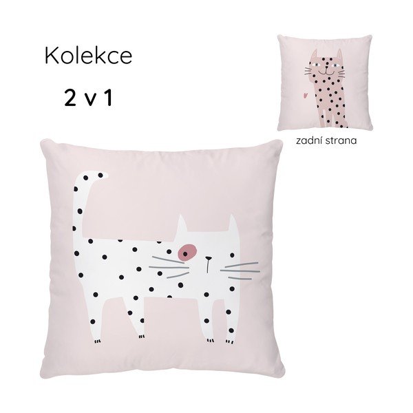 Detský vankúšik z bavlneného saténu 45x45 cm Meow Meow – Butter Kings-image-3