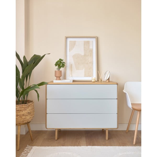 Sivá/v prírodnej farbe komoda v dekore jaseňa 99x78,5x42 cm Anielle – Kave Home-image-1