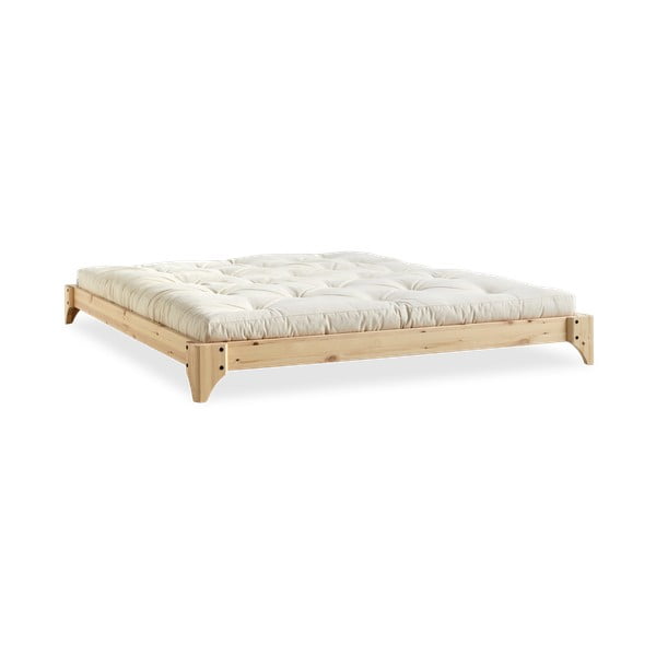 Dvojlôžková posteľ z borovicového dreva s matracom Karup Design Elan Comfort Mat Natural Clear/Natural, 140 x 200 cm