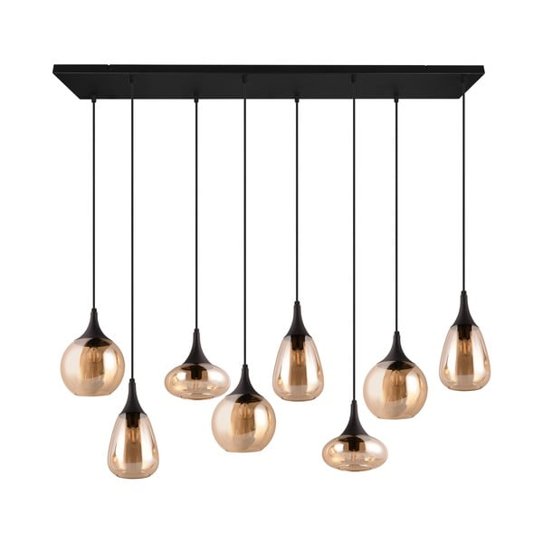 Čierno-oranžové závesné svietidlo so skleneným tienidlom Lumina – Trio-image-4