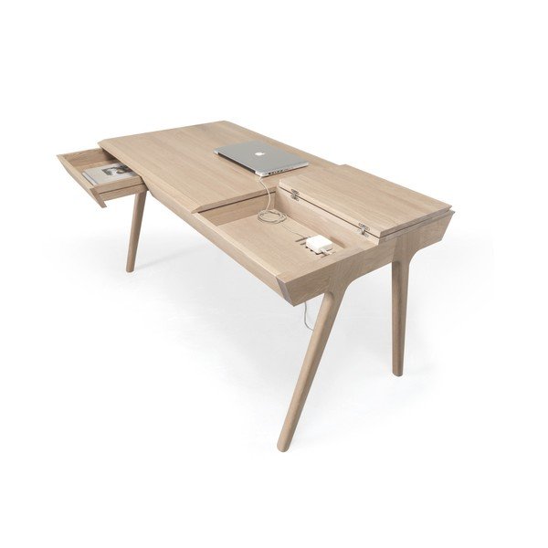 Pracovný stôl z dubového dreva s úložným priestorom Wewood - Portugues Joinery Metis-image-1