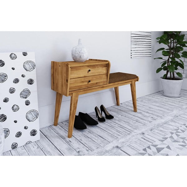 Lavica so zásuvkami z dubového dreva s oranžovým sedákom Retro - The Beds-image-1