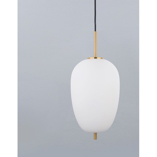 Biele/v mosadznej farbe sklenené závesné svietidlo ø 27 cm Lato – Nova Luce-image-1