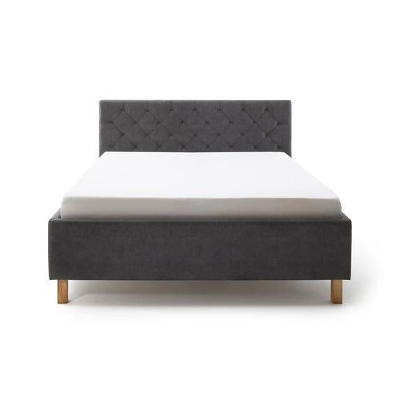 Tmavosivá čalúnená dvojlôžková posteľ s úložným priestorom s roštom 180x200 cm San Remo – Meise Möbel-image-2