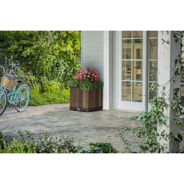 Plastový samozavlažovací kvetináč Deco Square – Keter-image-1