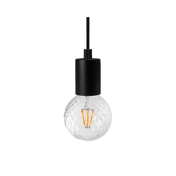 Čierne závesné svietidlo s 3 žiarovkami Bulb Attack Cero Basic Globe Clear-image-1