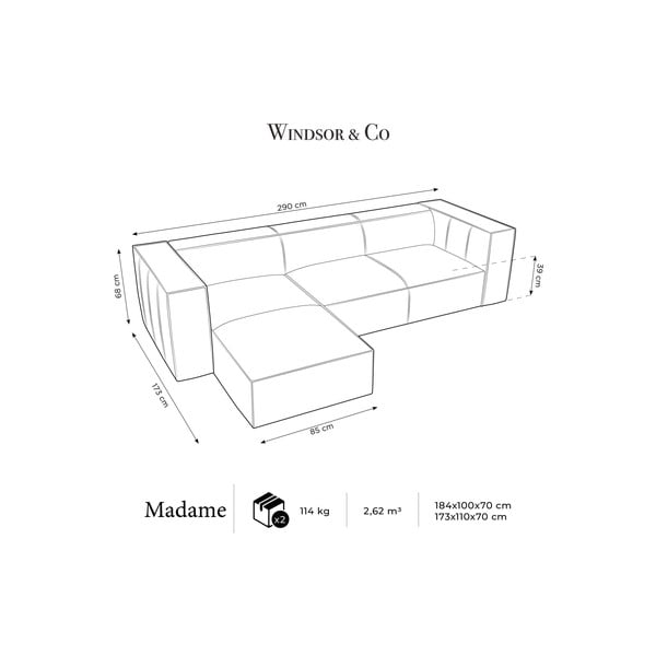 Tmavomodrá kožená rohová pohovka (ľavý roh) Madame – Windsor & Co Sofas-image-4