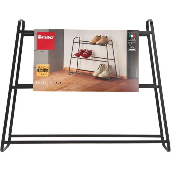 Čierna trojposchodová polica na topánky Metaltex Derby-image-2