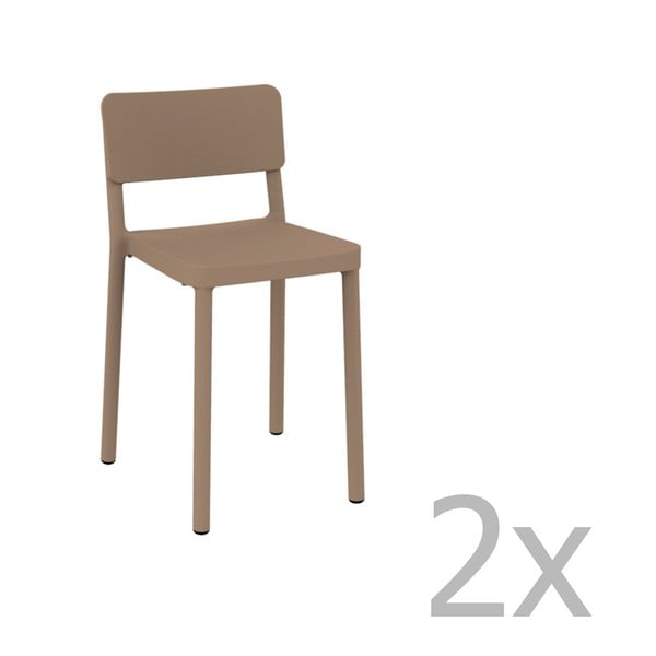 Sada 2 pieskovohnedých barových stoličiek vhodných do exteriéru Resol Lisboa, výška 72,9 cm