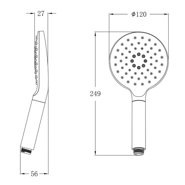 Plastová sprchová hlavica v lesklo striebornej farbe ø 12 cm – Sapho-image-4
