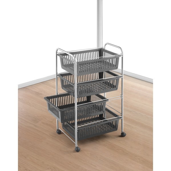 Tmavosivý/v striebornej farbe pojazdný regál 46x78 cm – Metaltex-image-2