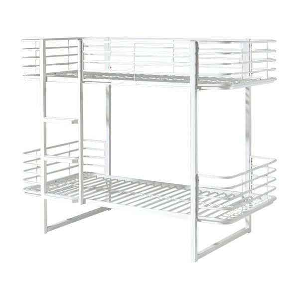Biela kovová poschodová detská posteľ s roštom 90x200 cm Oscar – Vipack