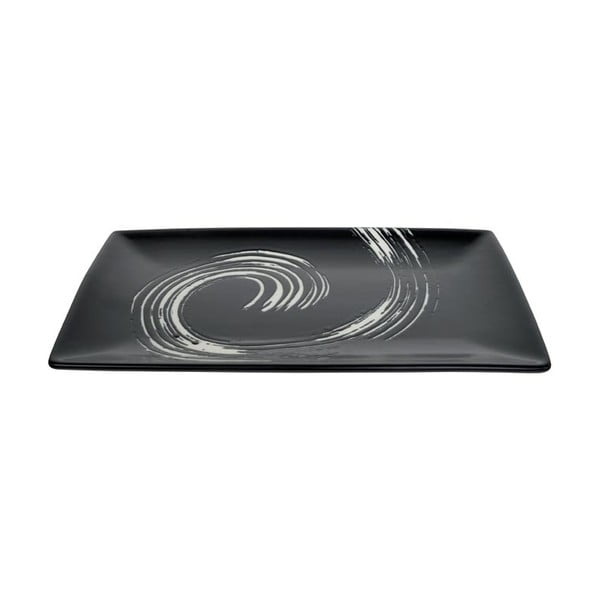 Čierny obdĺžnikový tanier Tokyo Design Studio Maru, 27 × 16,5 cm