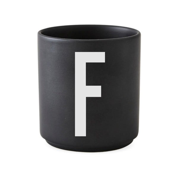 Čierny porcelánový hrnček Design Letters Alphabet F, 250 ml