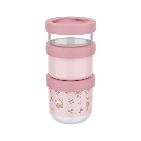 Svetloružové plastové detský desiatový box 3 ks Fairy Garden – Mepal