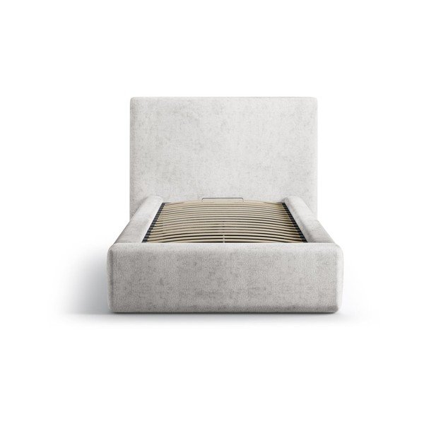 Svetlosivá čalúnená jednolôžková posteľ s úložným priestorom s roštom 90x200 cm Amy – Micadoni -image-3