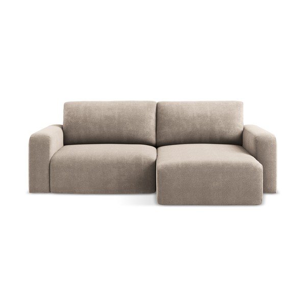 Béžová ženilková rozkladacia/s úložným priestorom rohová pohovka (pravý roh/s leňoškou) Kona – Makamii