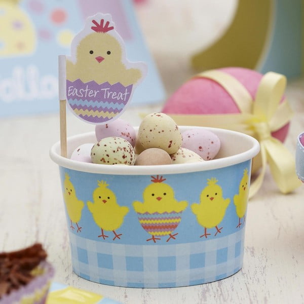 Sada 8 papierových kelímkov na sladkosti / zmrzlinu Neviti Easter Chick