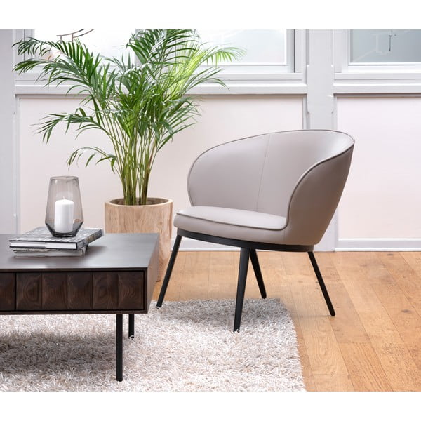 Sivobéžové kreslo z imitácie kože Gain – Unique Furniture-image-1