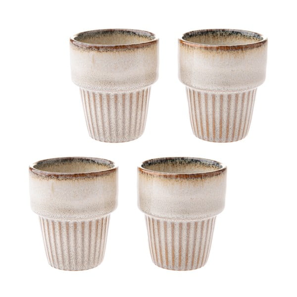 Krémovobiele kameninové šálky v súprave 4 ks na espresso 100 ml Tone – Dakls