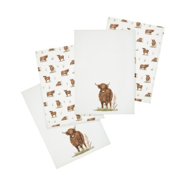Bavlnené utierky v súprave 4 ks 50x70 cm Angus Highland Cow – Catherine Lansfield