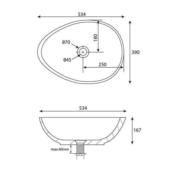 Tmavosivé betónové umývadlo 53x39 cm Punc – Sapho-image-3