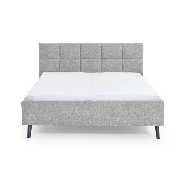 Sivá čalúnená dvojlôžková posteľ s úložným priestorom s roštom 180x200 cm Nova – Meise Möbel