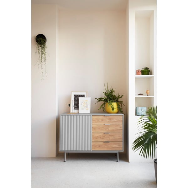 Nízka komoda v dekore duba v sivo-prírodnej farbe 108x80 cm Sierra – Teulat-image-1