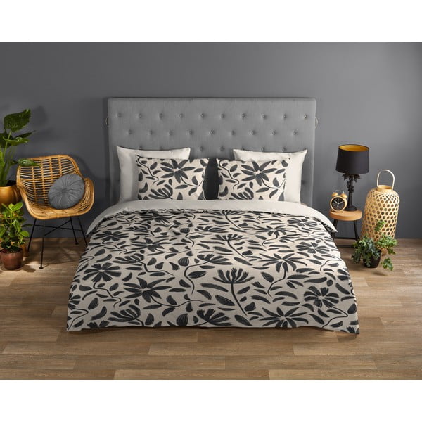 Čierne/béžové bavlnené obliečky na jednolôžko/predĺžené 140x220 cm Emilia – Good Morning-image-1