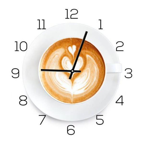 Sklenené hodiny DecoMalta Coffee Time, 30 x 30 cm
