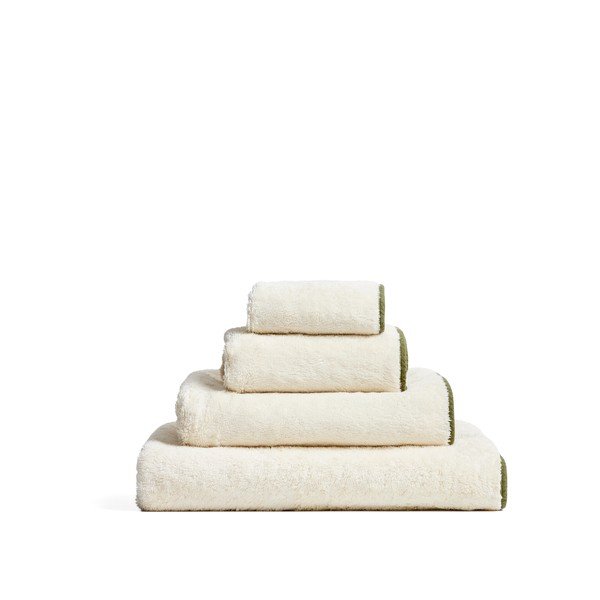 Biely/zelený froté bavlnený uterák 30x50 cm Sedora – Kave Home-image-3