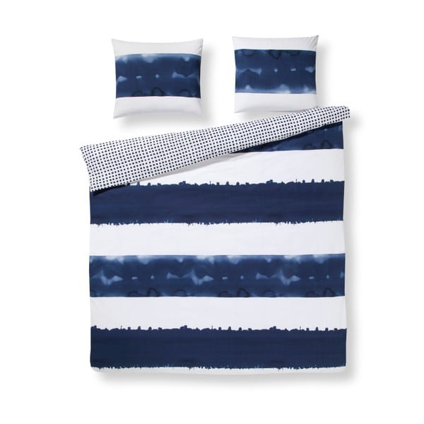 Modro-biele bavlnené posteľné obliečky na jednolôžko Ekkelboom Didi Blue, 140 × 200 cm