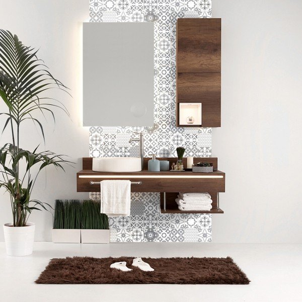 Sada 24 nástenných samolepiek Ambiance Wall Decal Tiles Azulejos Badgio, 10 × 10 cm