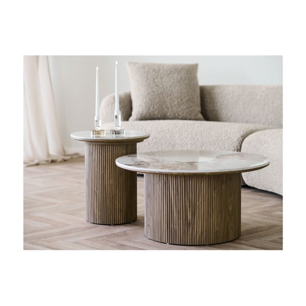 Okrúhly odkladací stolík s doskou v dekore mramoru ø 45 cm Athens – House Nordic-image-2