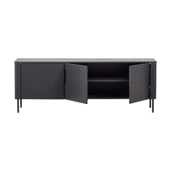 Matne čierny TV stolík z borovicového dreva 154x56x44 cm Gunnar – WOOOD-image-3