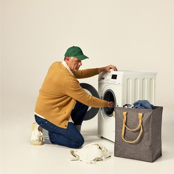 Sivý látkový kôš na bielizeň 53 l Laundry Hub Tweed – Rolser-image-3