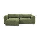 Zelená ženilková rozkladacia/s úložným priestorom rohová pohovka (ľavý roh/s leňoškou) Mele – Makamii