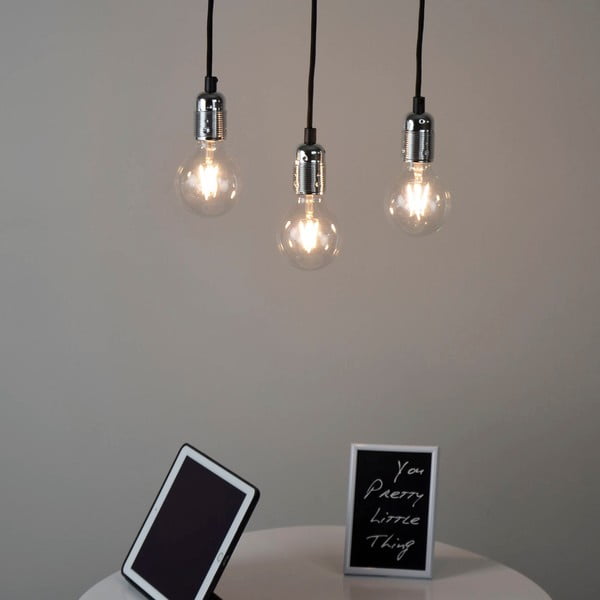 Čierne trojramenné závesné svietidlo s detailami v striebornej farbe Sotto Luce Uno-image-2