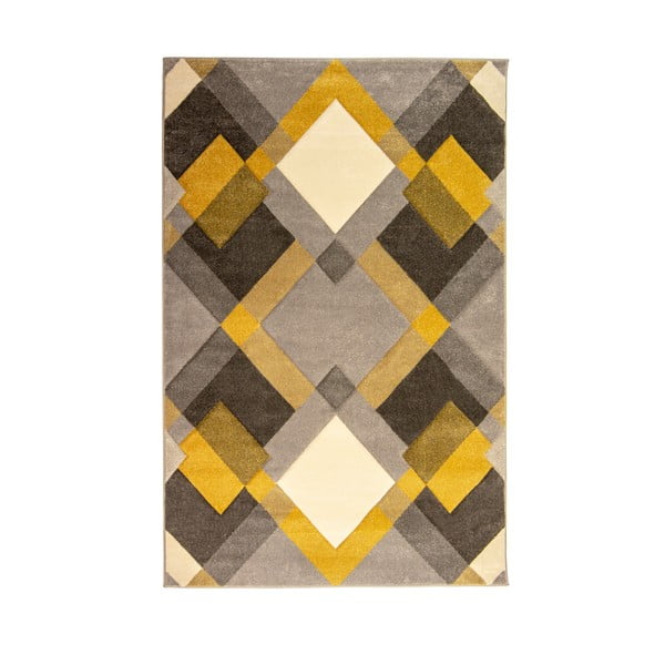 Sivo-žltý koberec Flair Rugs Nimbus Ochre, 80 × 150 cm