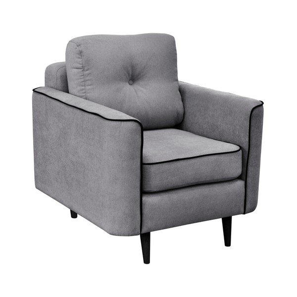 Sivé kreslo Mazzini Sofas Wasp, čierne nohy-image-1