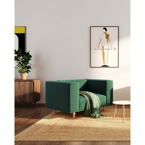 Tmavozelené zamatové relaxačné kreslo Kukumo – Ame Yens-image-1