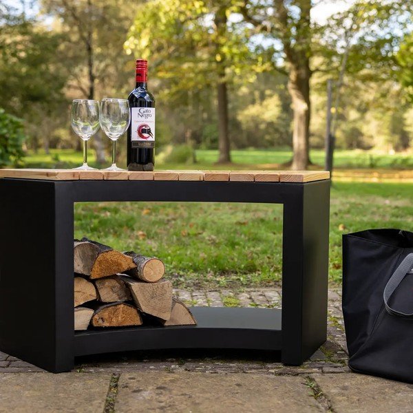 Čierna záhradná lavica Curved - Esschert Design-image-1