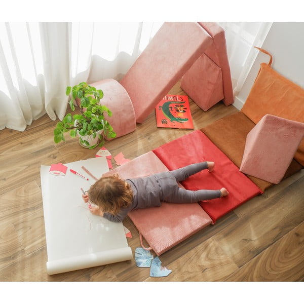 Svetloružové menčestrové penové ihrisko 75x41x7 cm Bloque Montessori – Little Nice Things-image-4
