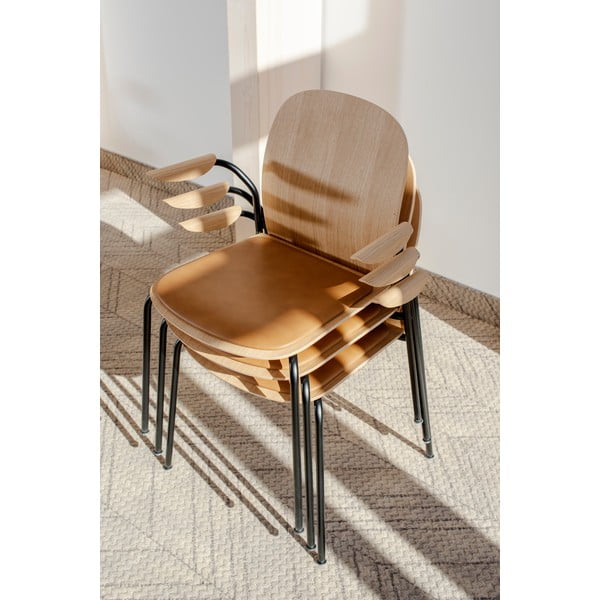 Jedálenské stoličky v súprave s podrúčkami/stohovateľné 2 ks v dekore duba v prírodnej farbe Book – Gazzda-image-1