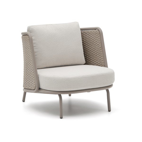 Krémovobiele/taupe polstrované záhradné kreslo Sedalis – Kave Home