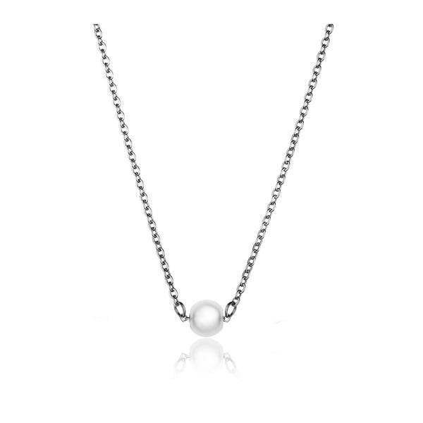 Dámsky náhrdelník s príveskom v tvare perly z antikoro ocele striebornej farby Emily Westwood Pearl