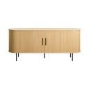Nízka komoda v dekore duba s posuvnými dverami v prírodnej farbe 76x180 cm Nola – Unique Furniture