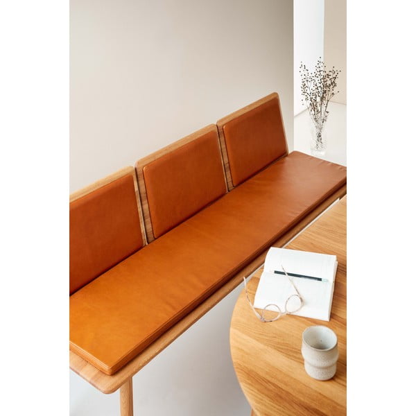 Koňakovohnedá kožená lavica Elba - Hammel Furniture-image-3